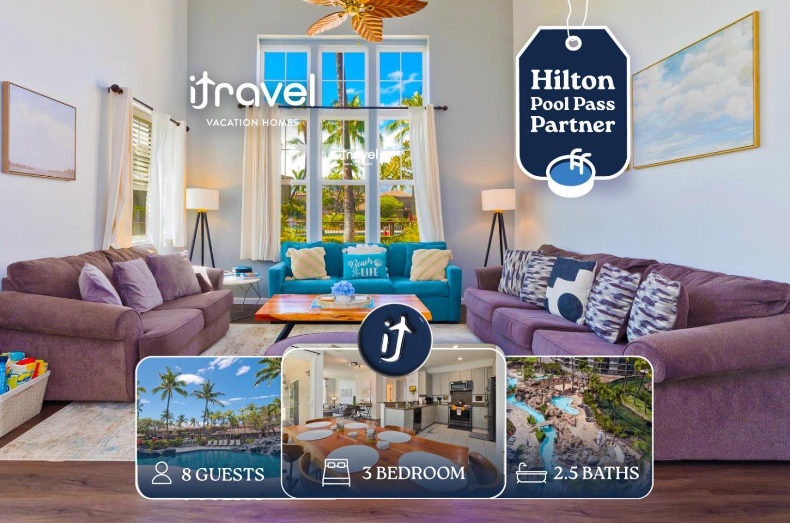 Hilton Pool Pass Included - Stylish Central Villa Mins To Beach Pool & Spa Waikoloa Exterior photo